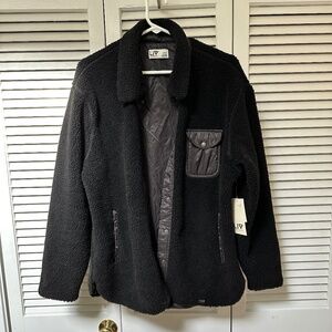 Liv Cora Shacket Oversized Textured Fleece Black Large NWT